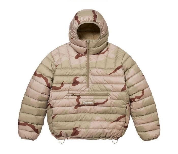 Supreme MICRO DOWN HALF ZIP HOODED PULLOVER DESERT CAMO