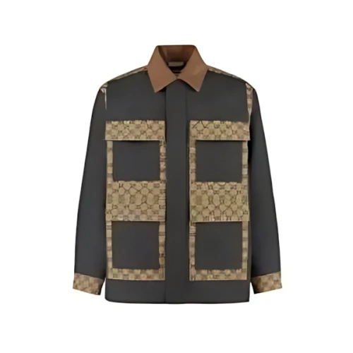 GUCCI コントラスト モノグラム シャツ ジャケット