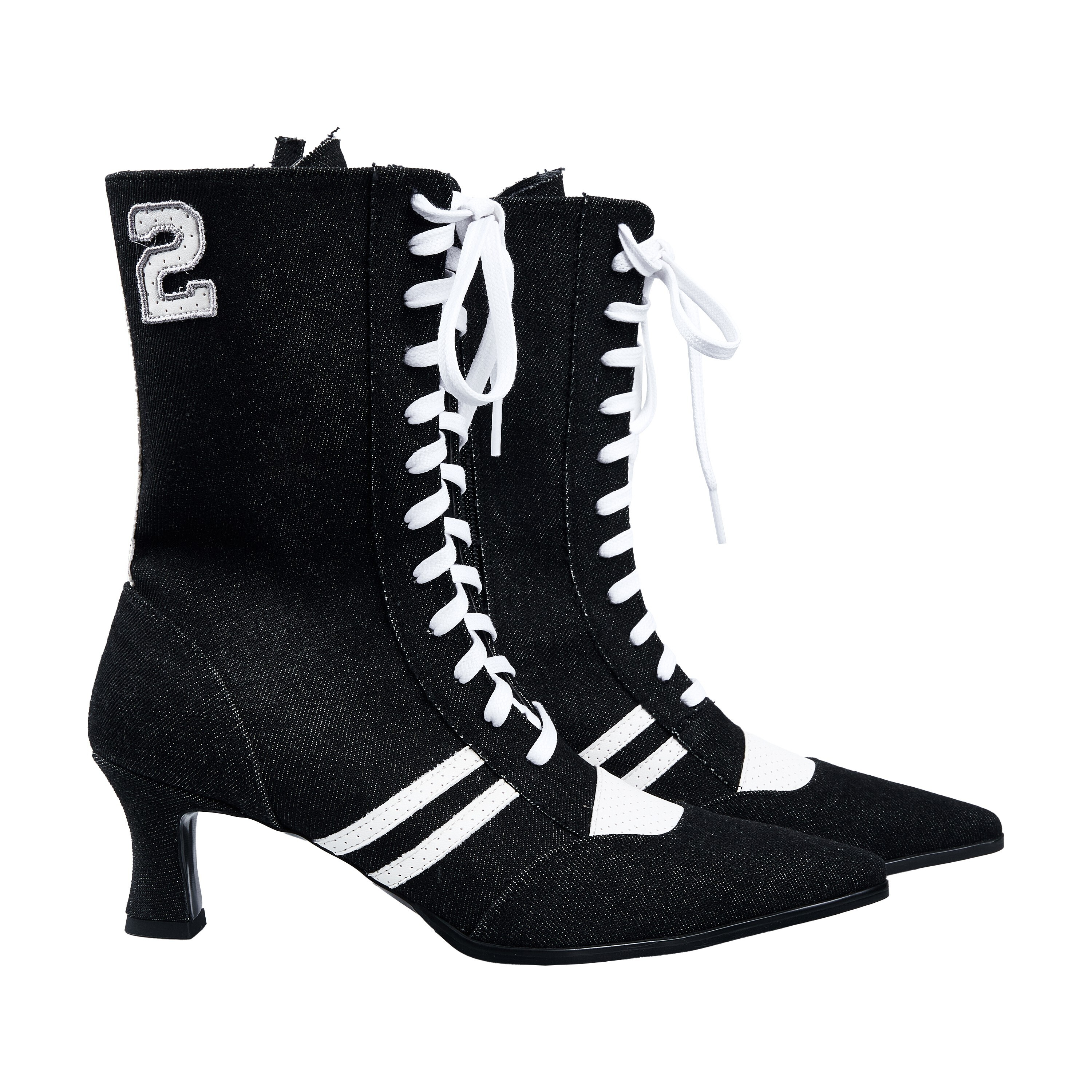 2000Archives NO.2 Denim Heeled Boots (Black Denim)