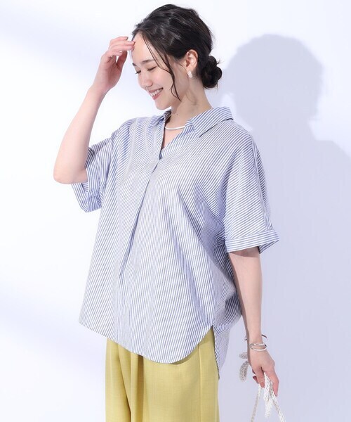 SHOO・LA・RUE ゆる さら ふわり フレンチリネンブレンド ドルマンシャツ