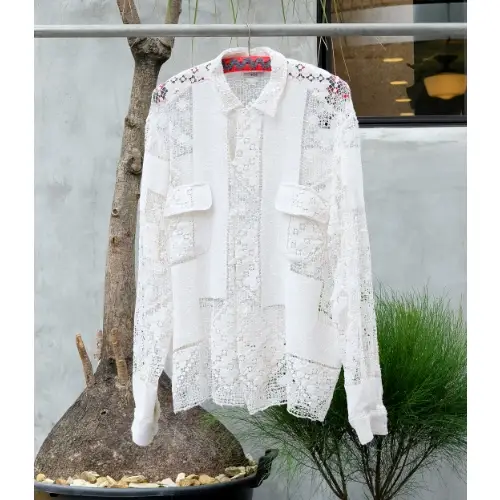 BODE FILET LACE HAVANA SHIRT