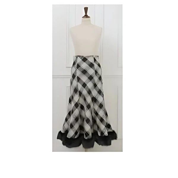 MISTREASS Hem Fur Plaid Semi Mermaid Skirt