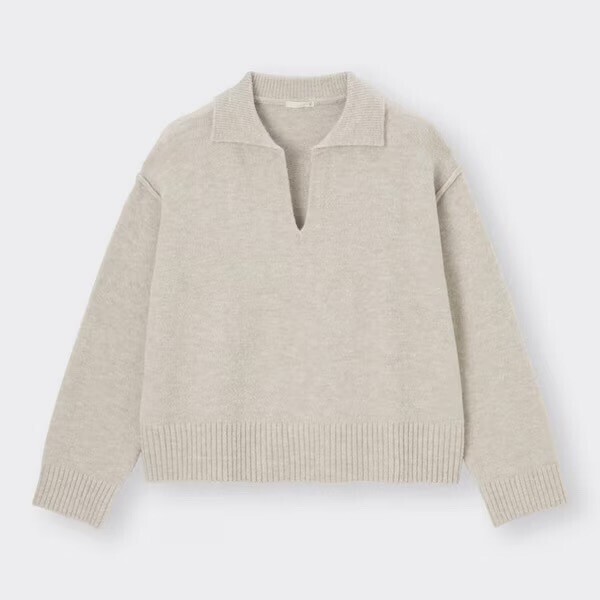 GU パフィータッチ スキッパーポロセーター(長袖)