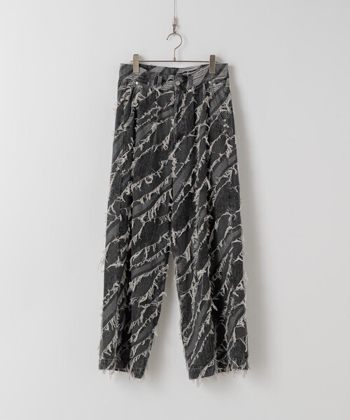 CASPER JOHN Fringe jacquard baggy denim/フリンジジャガードバギーデニム