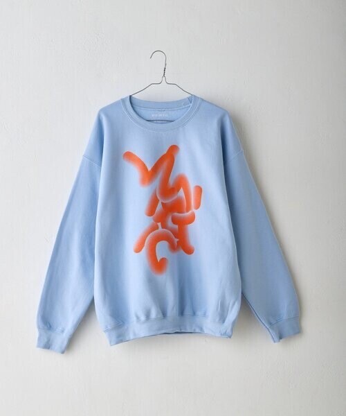 WHIMSIC フローイング ロゴ シルクスクリーン スウェットプルオーバー