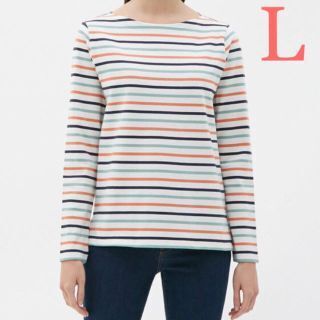 GU ボーダーボートネックTシャツ