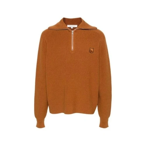 Maison Kitsune ボールド フォックスヘッド パッチ ハーフジップ リブド ジャンパー