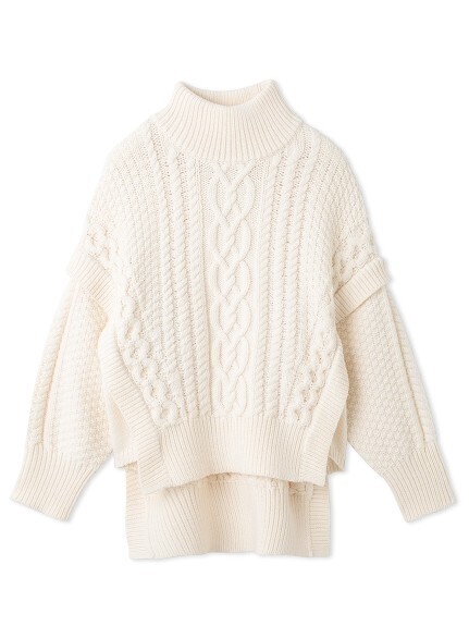 emmi atelier ポンチョ風ケーブルニット
