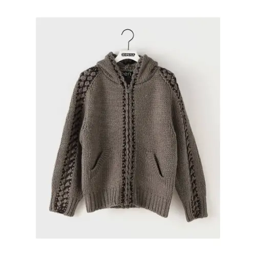 OPEN YY Knitted STITCH ZIP UP KNIT HOOD