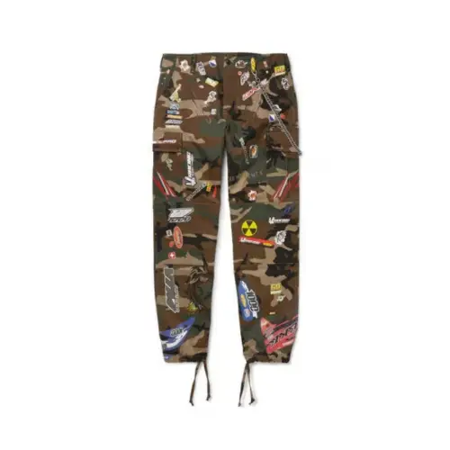 VETEMENTS Chain-Embellished Appliquéd Camouflage-Print Cotton-Twill Trousers