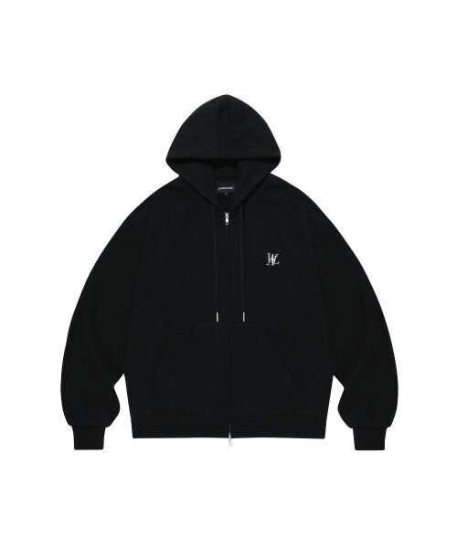 WOOALONG Signature hood zip-up_BLACK
