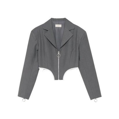 eimy istoire カーブラインショートジャケット (GREY)
