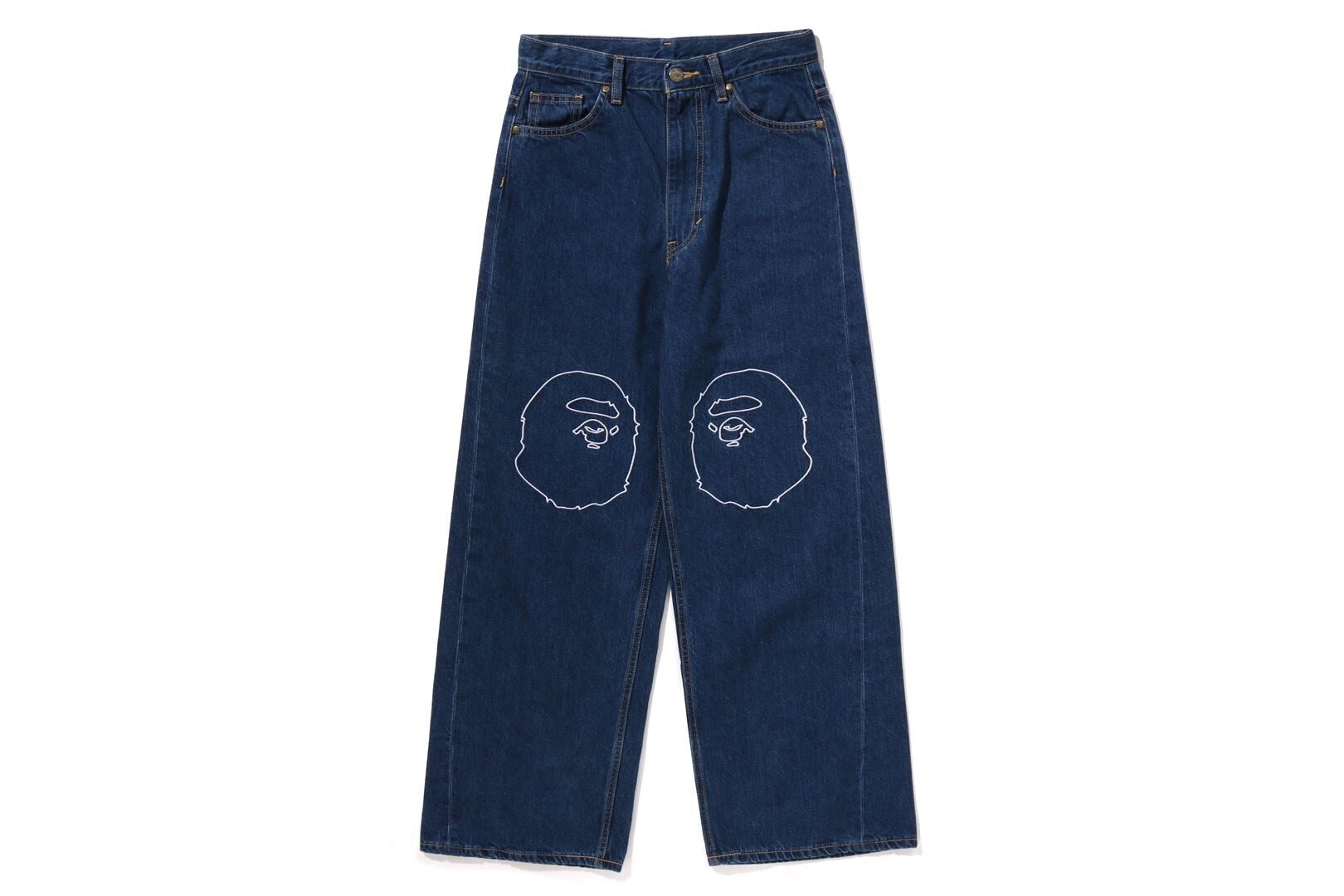 A BATHING APE APE HEAD OVERSIZED FIT 12 OZ DENIM PANTS