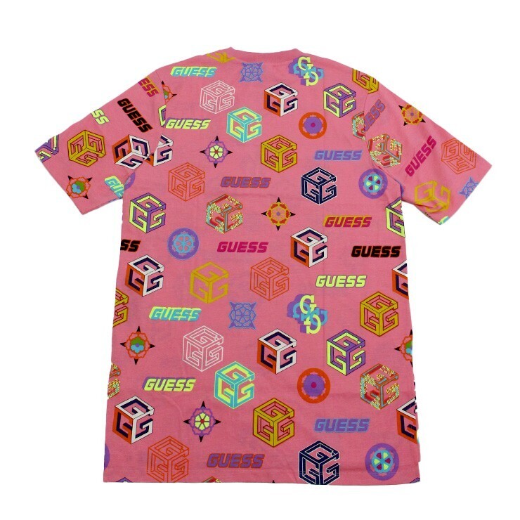 GUESS 総柄 カラフル ロング Tシャツ