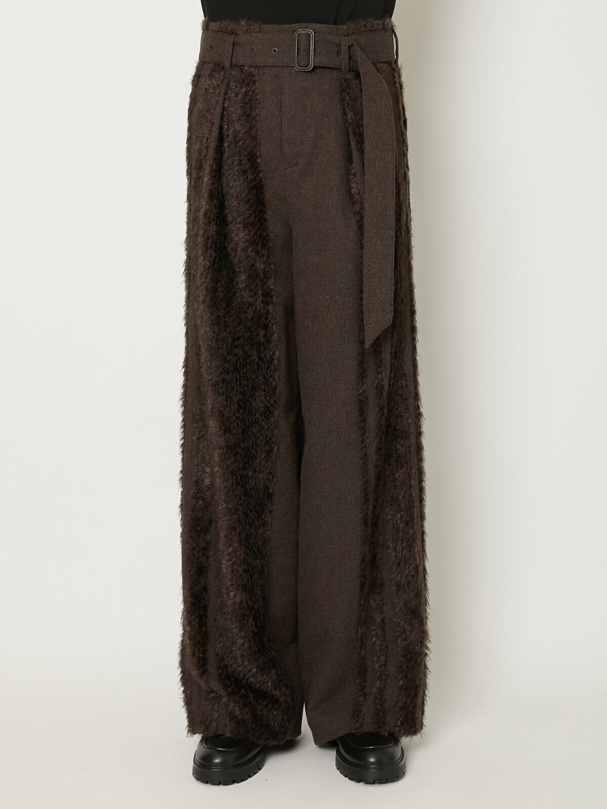 TAAKK FUR TWEED BELT PANTS
