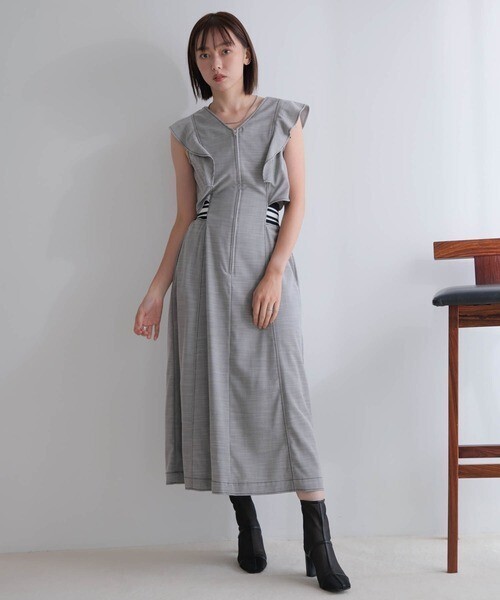 LADYMADE バックリブウエストワンピース