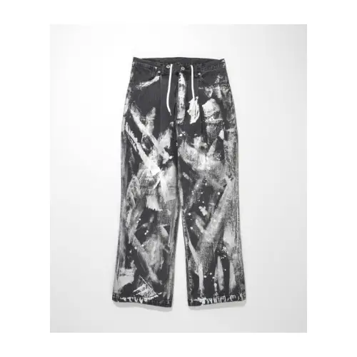 SUPERTHANKS Silver paint flared denim pants