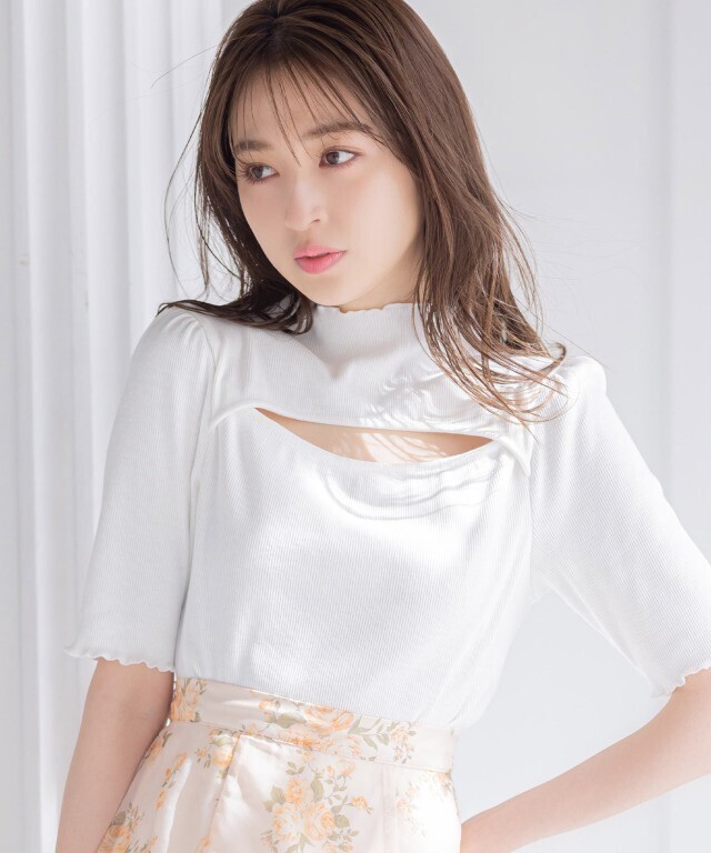 tocco 前後２ＷＡＹスリット開きメローフリルリブカットプルオーバー