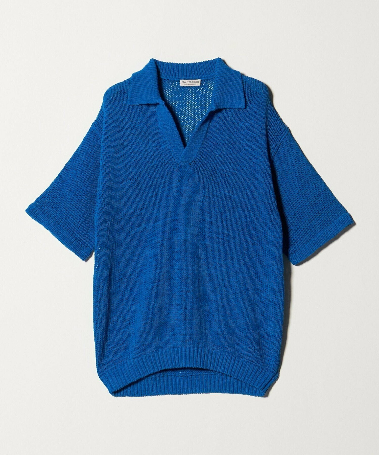 BEAUTY&YOUTH UNITED ARROWS テープヤーン スキッパー ショートスリーブ ニット ウォッシャブル