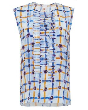 MARNI Saraband Print Pleated Sleeveless Top