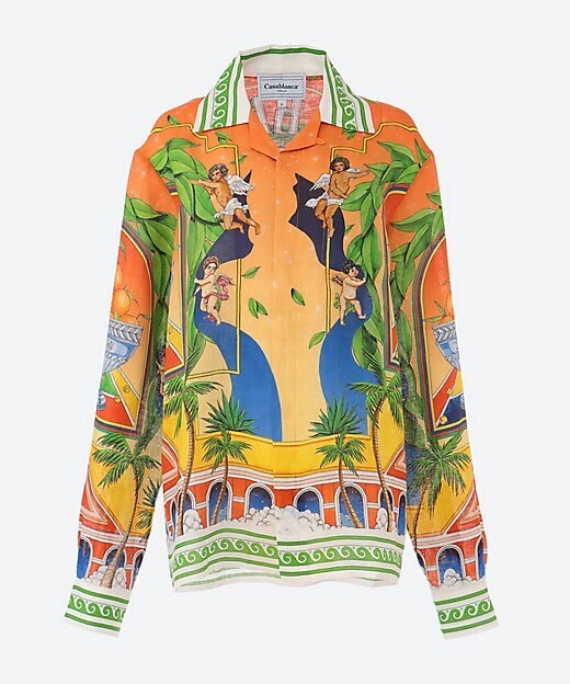 CASABLANCA CUBAN COLLAR LONG SLEEVE SHIRT