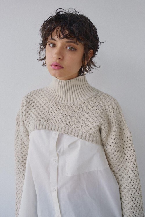 ALEXIA STAM Cropped High Neck Knit Top