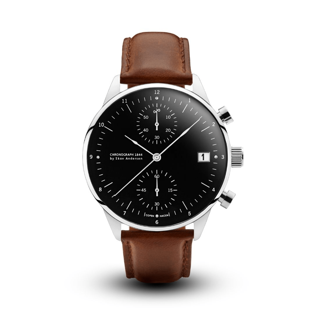 About Vintage 1844 Chronograph Black (茶色レザーベルト付き)