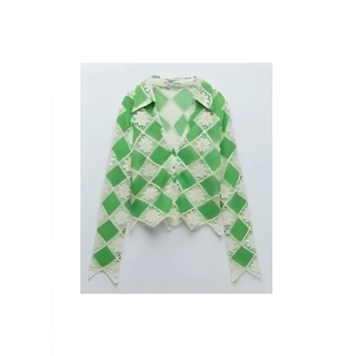 ZARA green and off white crochet top