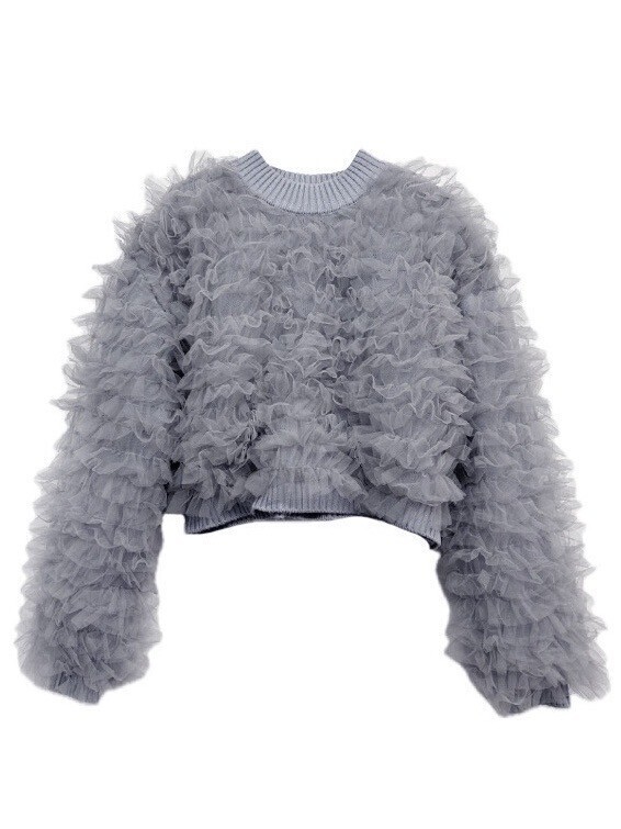 Honey mi Honey volume tulle knit tops