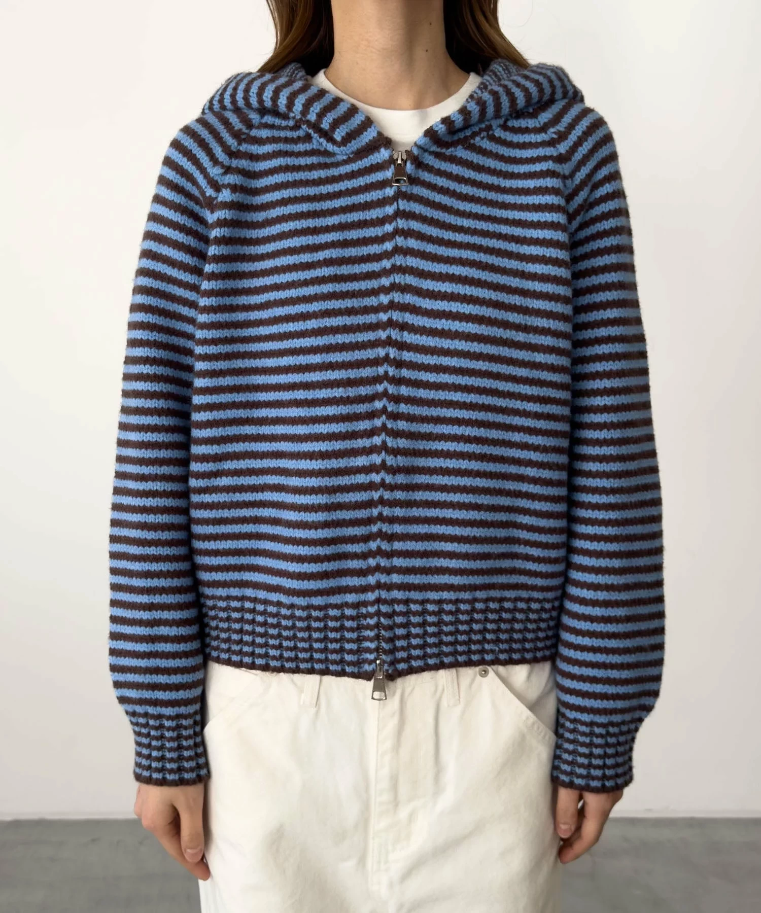 CANAL JEAN Lakey Park ボーダーZIPニットパーカー