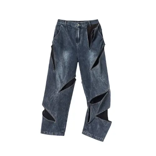 BLINDNOPLAN Distressed washed denim