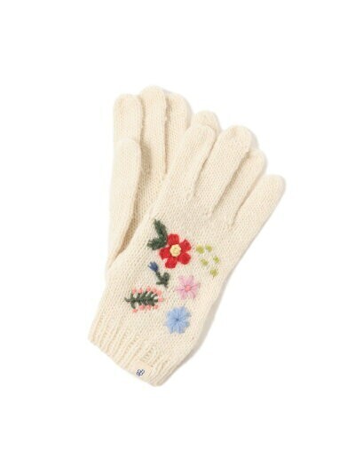BEAMS BOY 手編み 花刺繍 グローブ 22FW