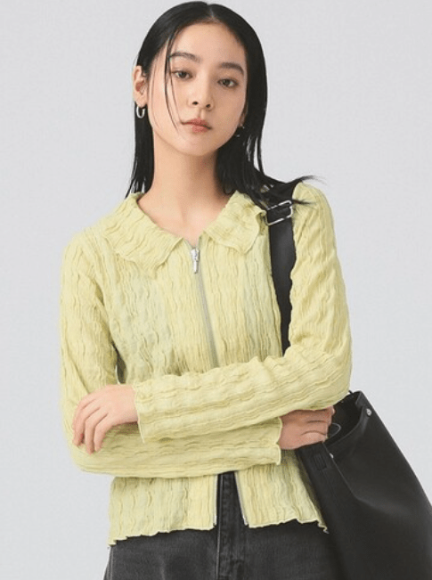 Ray BEAMS カット ジャカード ジップ シャツ