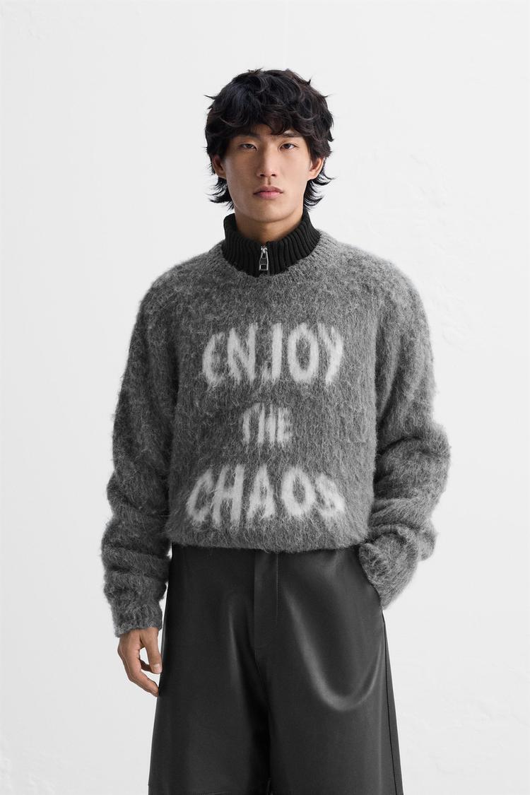 ZARA intarsia textured sweater