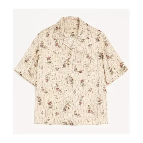 VALENTINO パピエフローラルプリント シルク ボウリングシャツ