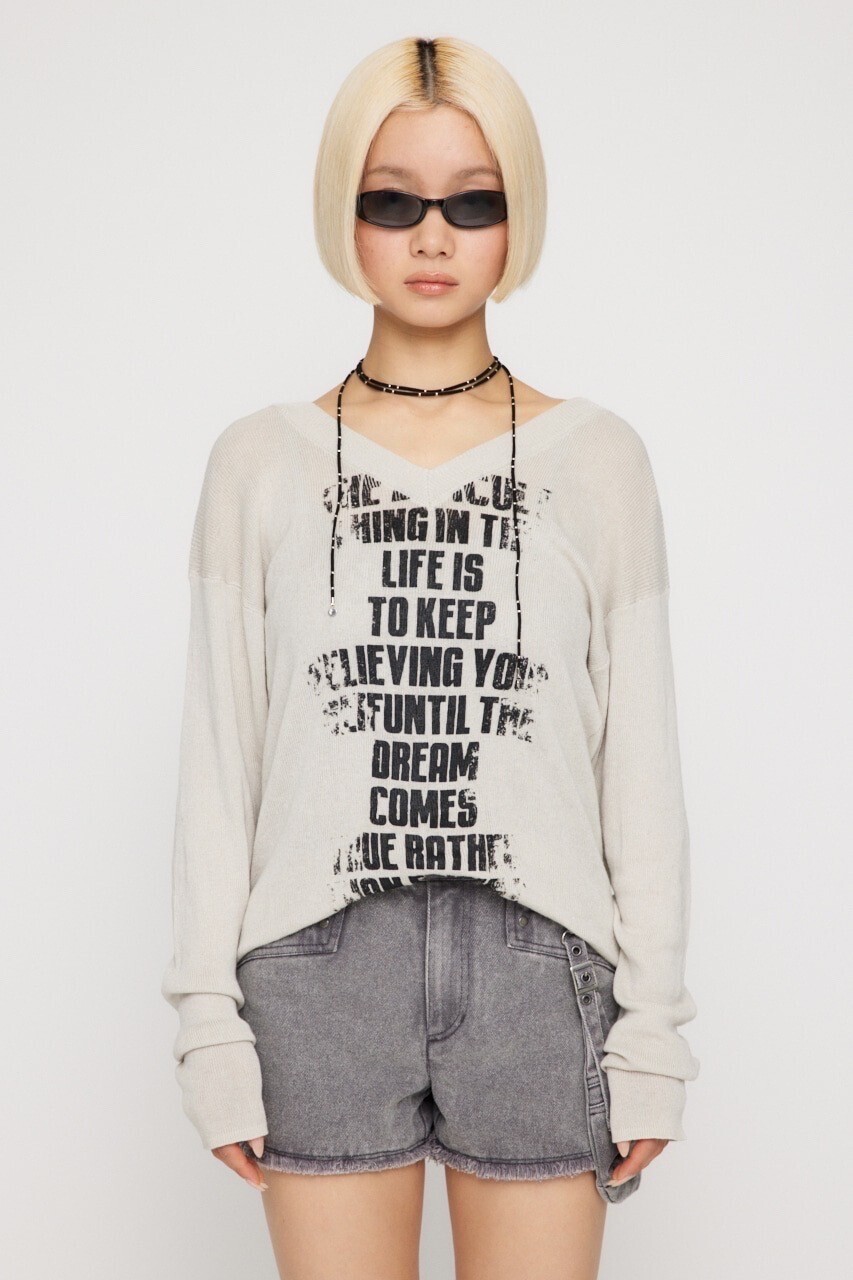 LAGUA GEM V NECK PRINT ニット