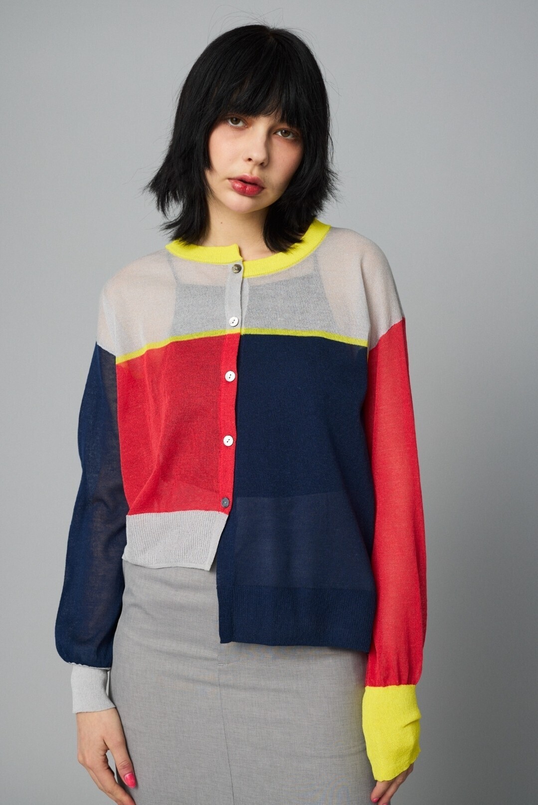 Herin.CYE Asymmetry line cardigan