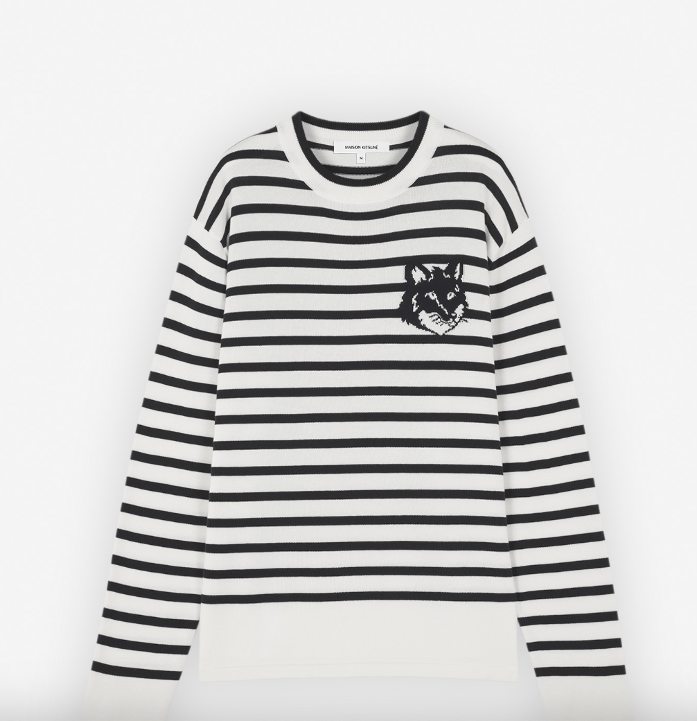 Maison Kitsuné FOX HEAD INTERSIA COMFORT STRIPE SWEATER
