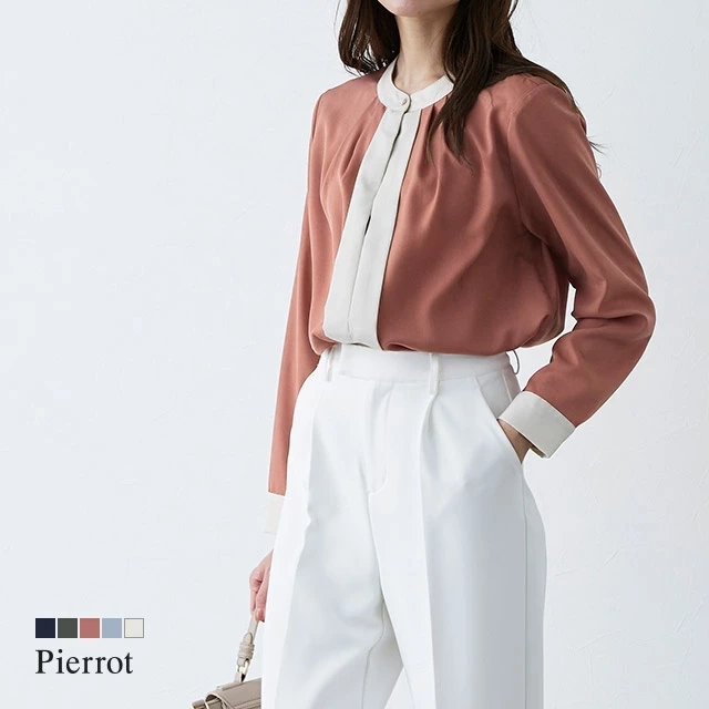 Pierrot 2wayタックブラウス