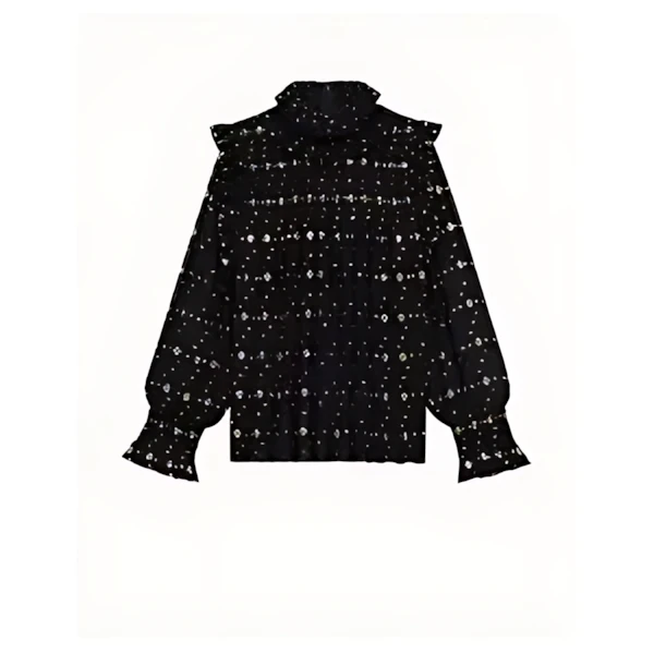 SAINT LAURENT ルレックス シルククレポン ジャカード ラッフルブラウス