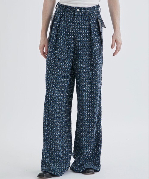 sulvam FANCY TWEED WIDE PANTS