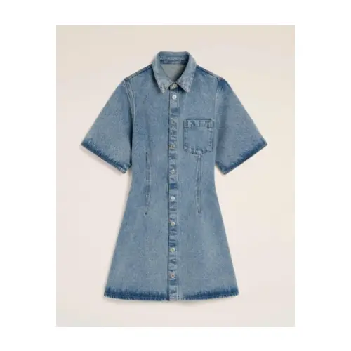 AMI Paris ブルー コットン ショートスリーブ シャツドレス