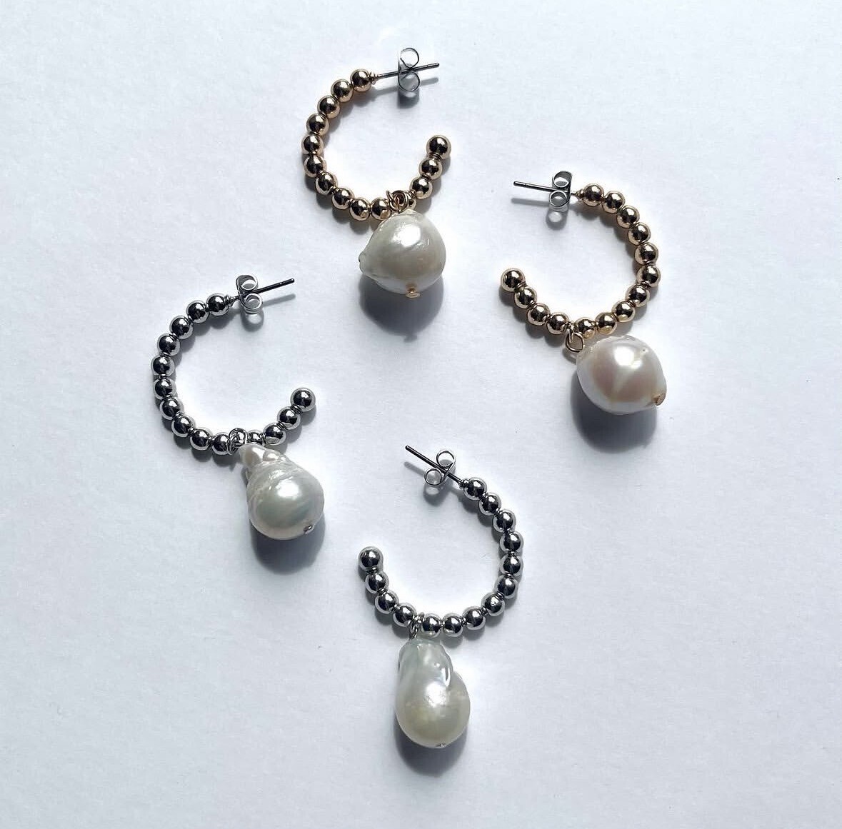 STELLAR HOLLYWOOD Metal Ball Hoop Pearl Pierce