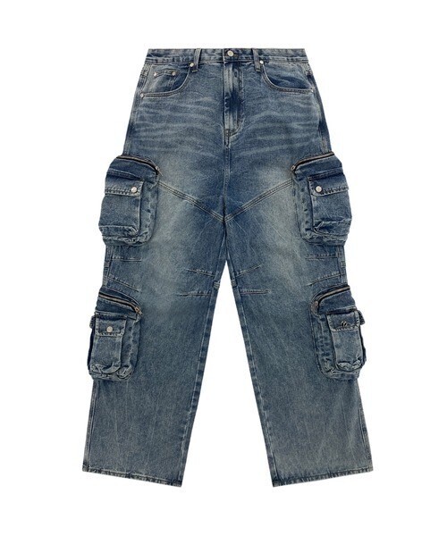 OY FOURTEEN CARGO POCKETS WASHED JEANS/4カーゴポケット ウォッシュデニムパンツ
