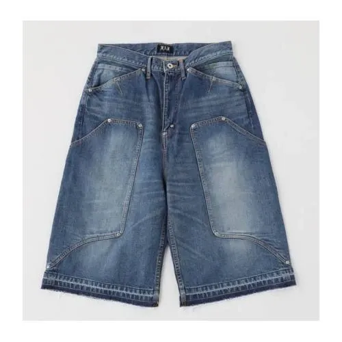 FAKE AS FLOWERS NEWCOMMUNE AGED BAGGY DENIM SHORTS