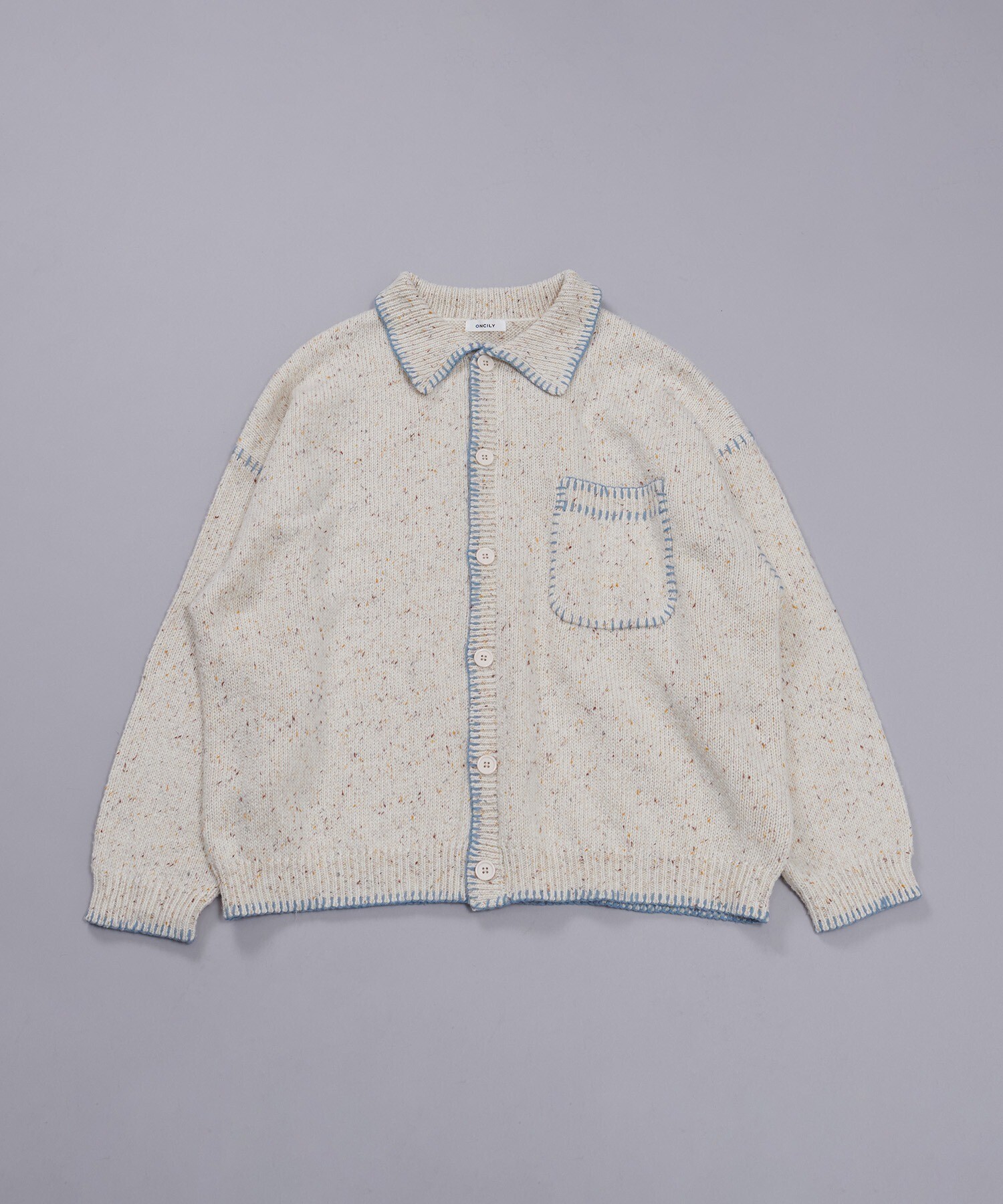 ONCILY COLOR NEP YARN STITCH KNIT SHIRT CARDIGAN