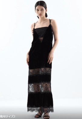 tanakadaisuke black lace velour camisole dress