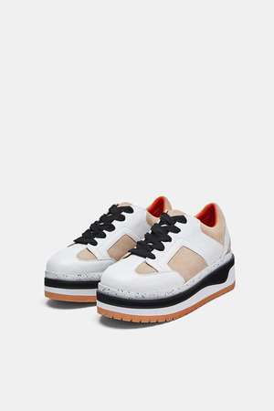 ZARA コントラストフラットフォームスニーカー