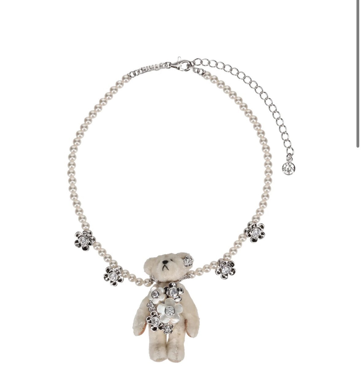 YVMIN LONG HAIR BEAR FLOWERS PENDANT NECKLACE