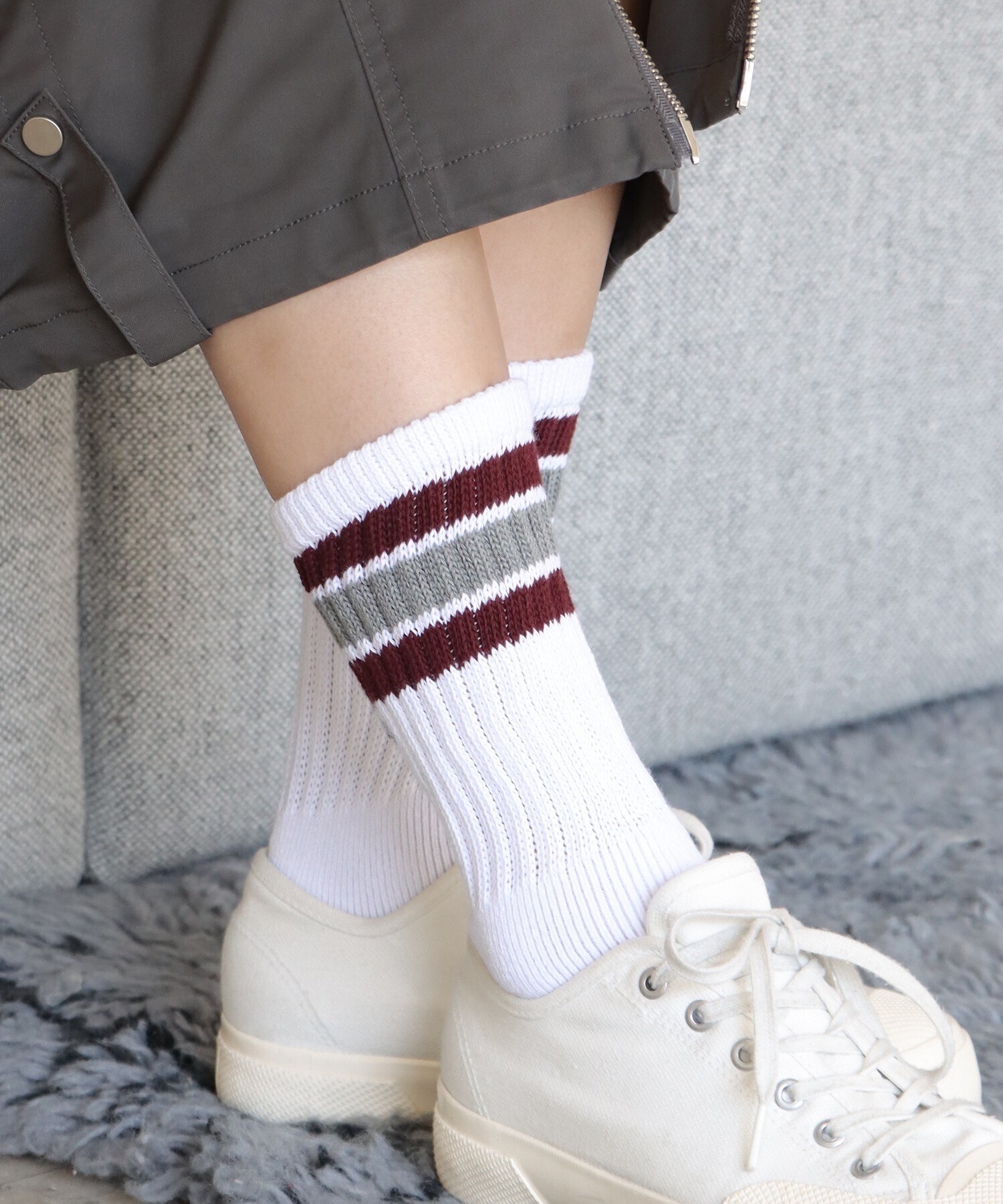 Healthknit シンカーWHITE無地 シンカークラシック無地 配色３本ライン クラシック３本ライン 靴下